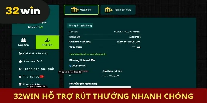 Cách rút tiền 32win an toàn nhất